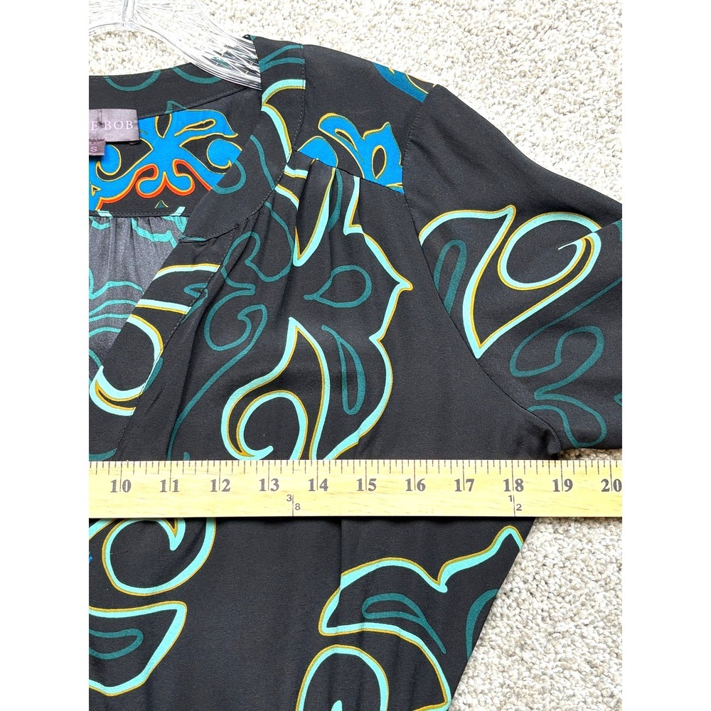 Hale Bob Black Abstract Button Up Silk Dress Sz S Quiet Luxury Coastal Chic - Picture 9 of 10